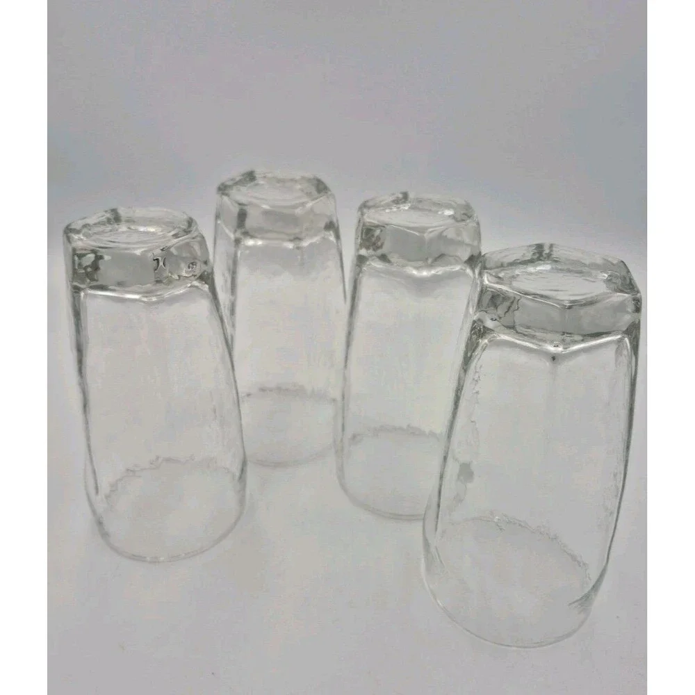 Vintage Libbey Chivalry Clear Textured 16 Oz  Glasses Tumblers Highball 6.125